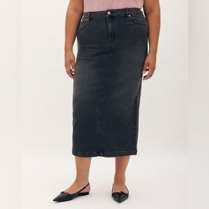 Addition Elle Responsible, Grey Denim Maxi Skirt Size 24
